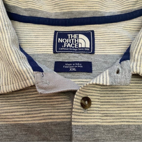 The North Face Gray and Cream Striped Polo Shirt XXL - Picture 3 of 8
